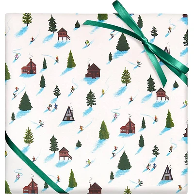 Cabin Skiiers Wrapping Paper