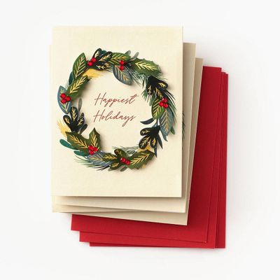 Embellished Wreath Holiday Card Set