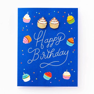 Cupcake Earrings Birthday Card