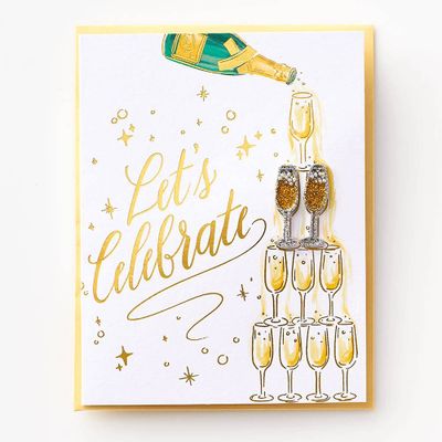 Champagne Earrings Birthday Card