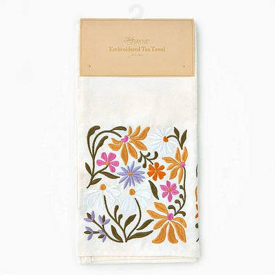 Wildflowers Embroidered Tea Towel