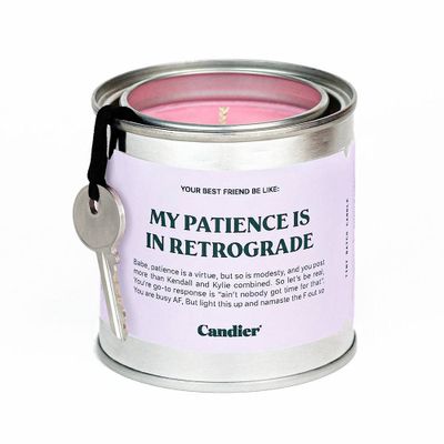 Patience in Retrograde Tin Candle