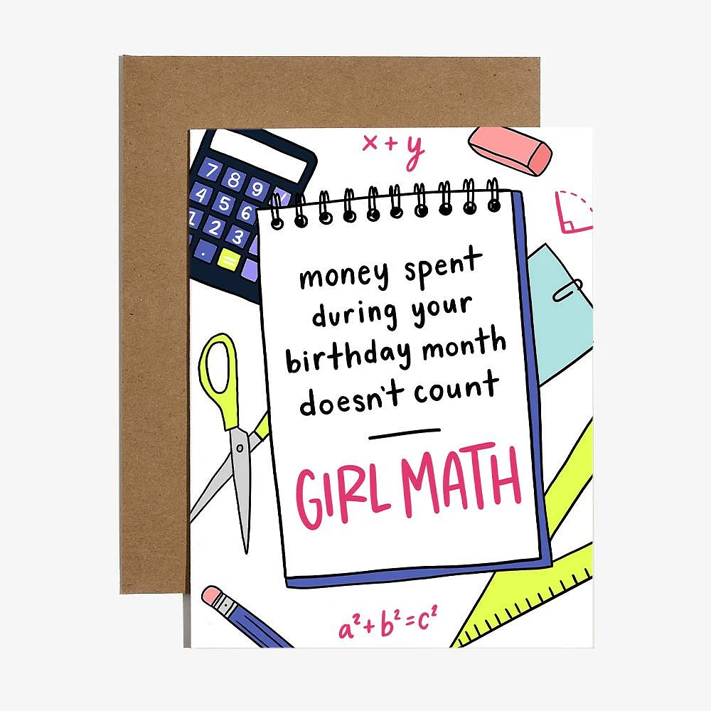 Girl Math Birthday Card