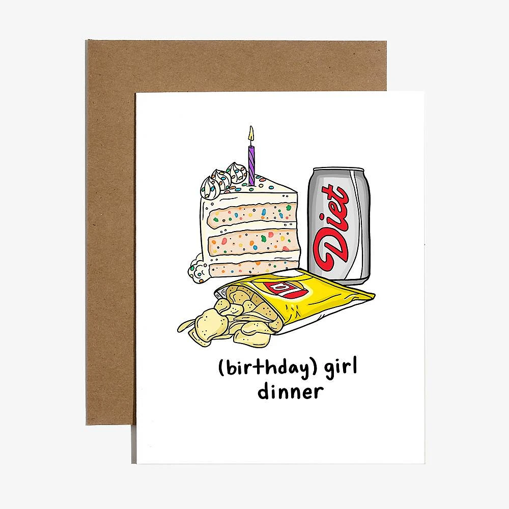 Girl Dinner Birthday Card