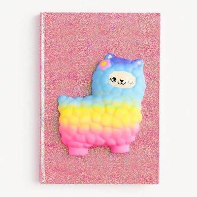 Squishie Llama Glitter Journal