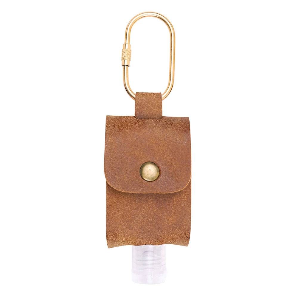 Cognac Leatherette Hand Sanitizer