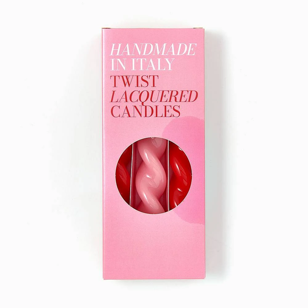 Twisted Taper Candles, Coral and Pink