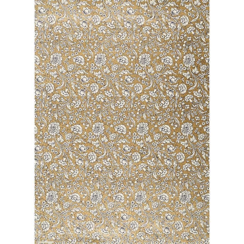 White Relief Floral on Gold Handmade Paper