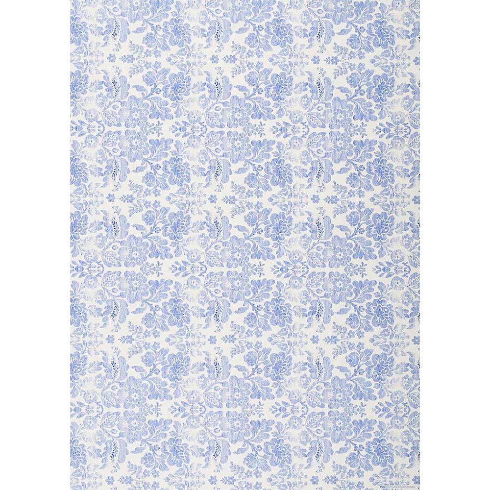 Distressed Blue Floral on White Handmade Paper