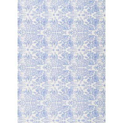 Distressed Blue Floral on White Handmade Paper