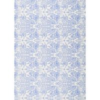 Distressed Blue Floral on White Handmade Paper