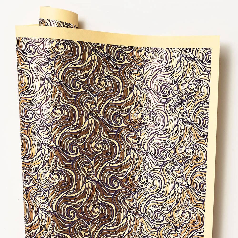 Gold Wavy Marble on Honey Handmade Paper