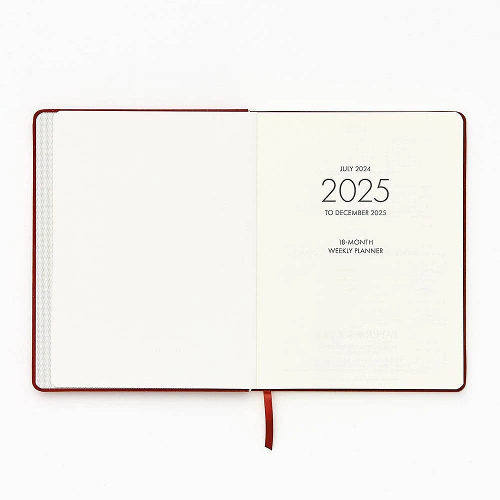 2024-2025 Paper Source Red Linen Bookcloth Weekly Planner