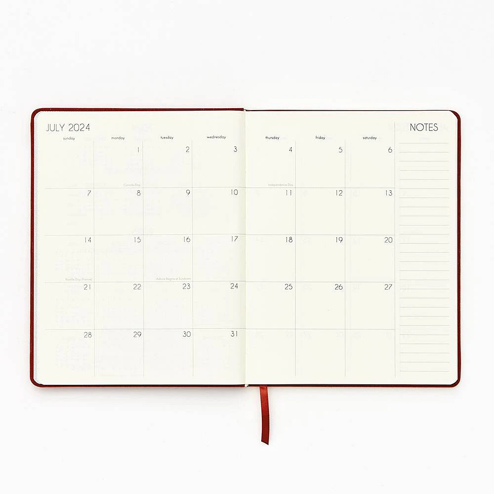 2024-2025 Paper Source Red Linen Bookcloth Weekly Planner