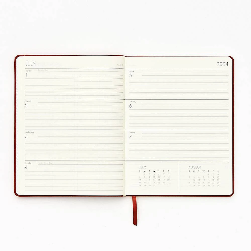 2024-2025 Paper Source Red Linen Bookcloth Weekly Planner