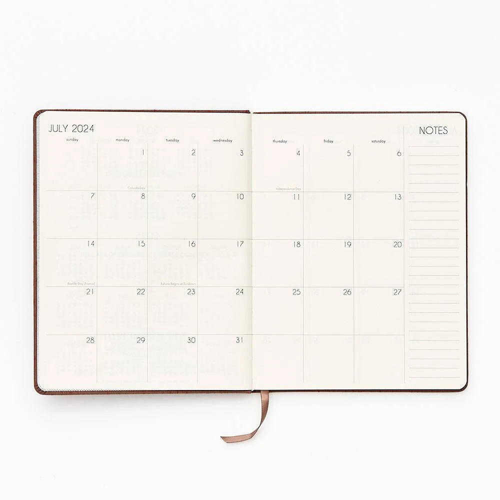 2024-2025 Paper Source Oatmeal Bookcloth Weekly Planner