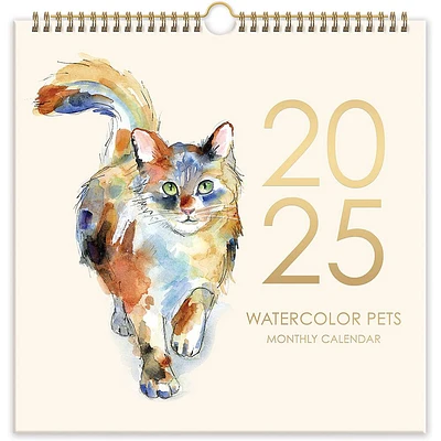 2025 Watercolor Pets Wall Calendar