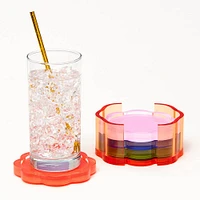 Bright Acrylic Flower Coasters With Holder