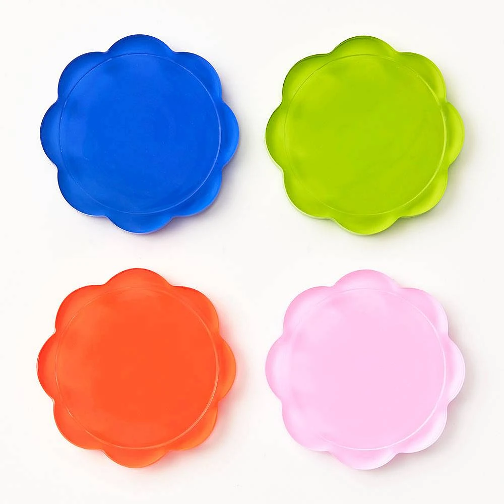 Bright Acrylic Flower Coasters With Holder