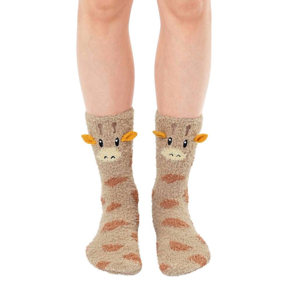 Fuzzy Giraffe Crew Socks