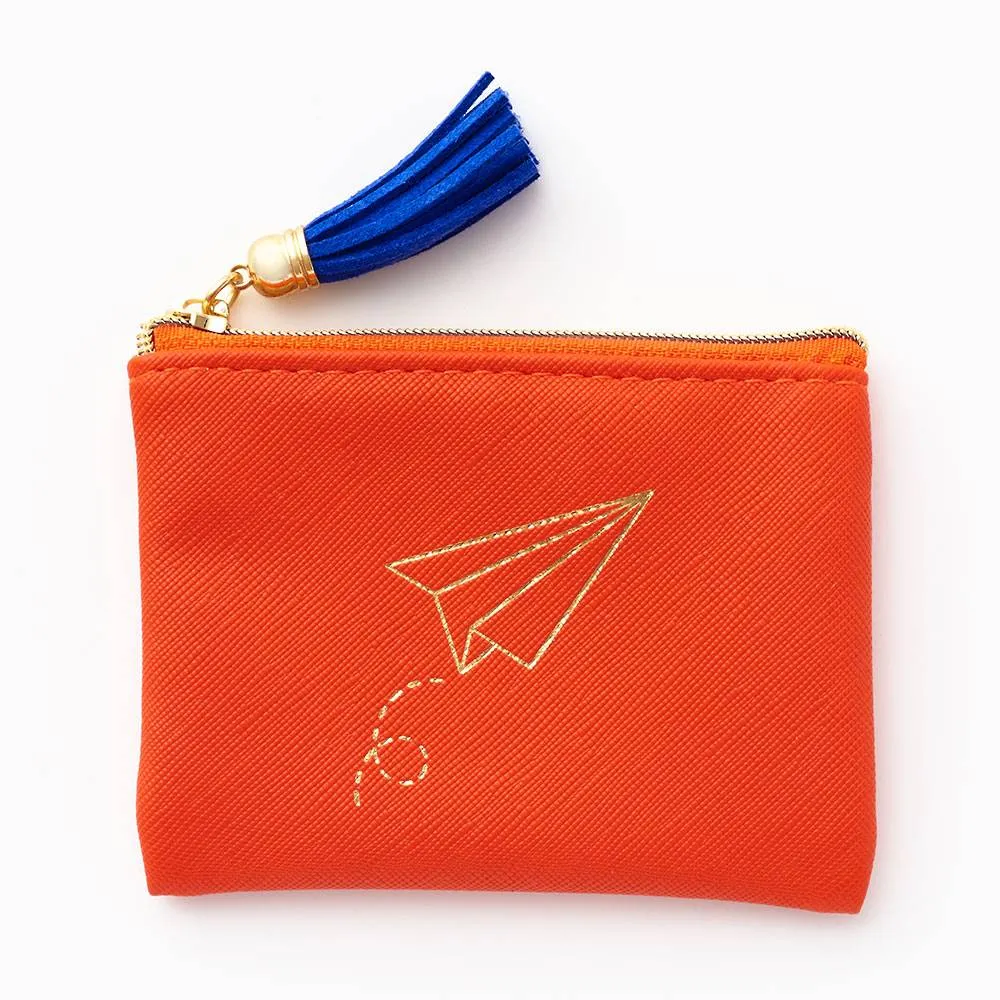 Paper Airplane Leatherette Gift Card Pouch