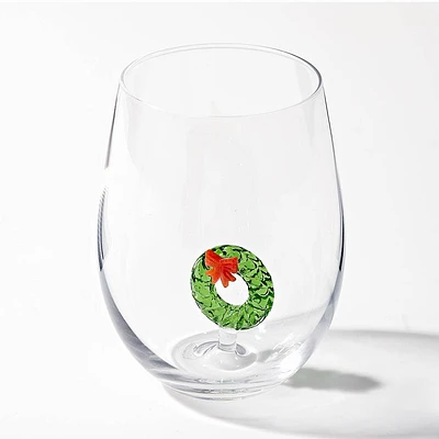 Wreath Stemless Wine Glass