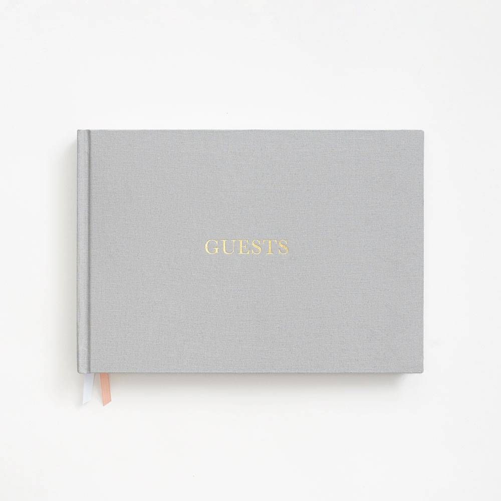 Grey with Gold Lettering Guest Book