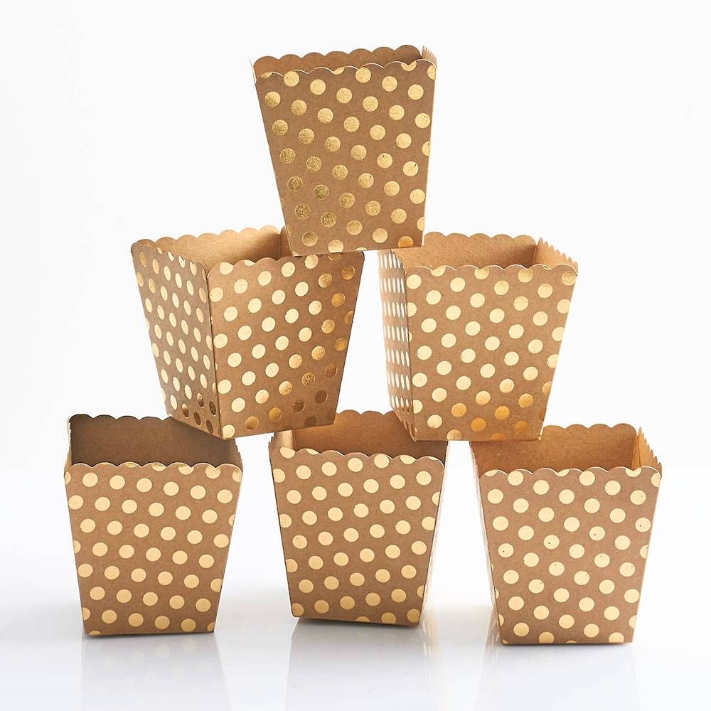 Kraft Treat Box with Gold Foil Polka Dots