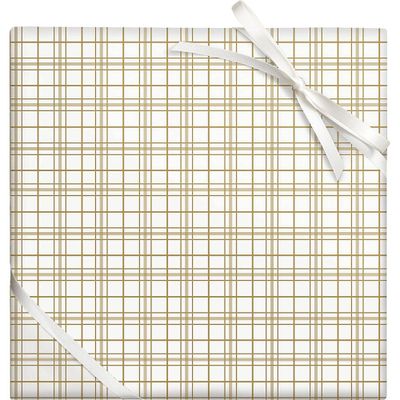 Gold Foil Plaid Stone Wrapping Paper