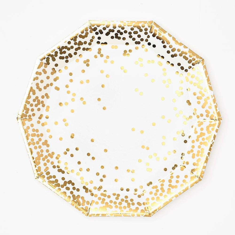 Gold Confetti Decagon Large Plates