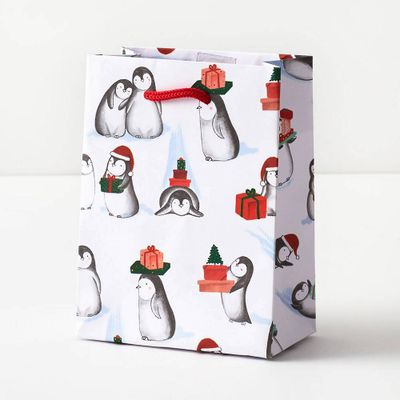 Holiday Penguins Gift Bag