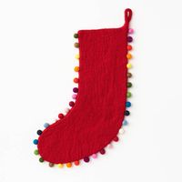 Red Pom Trim Stocking