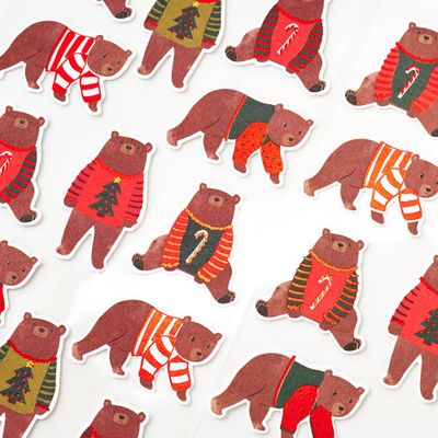 Christmas Bears In Sweaters Stickers