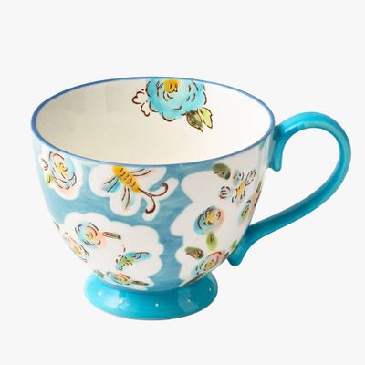 Paper Source Blue Floral Hand Painted Mug