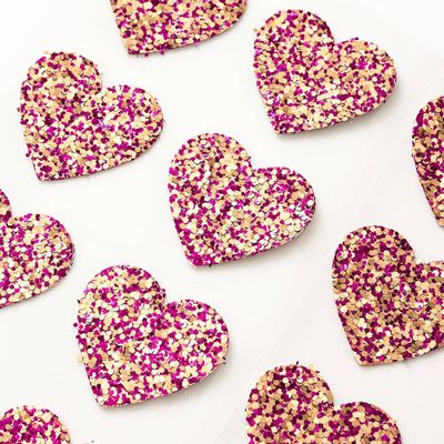 Pastel Glitter Heart Stickers