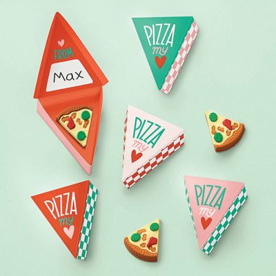 Pizza Eraser Valentine Card Kit