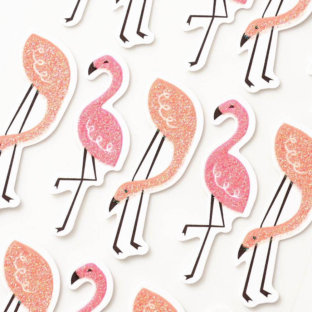 Flamingo Glitter Stickers