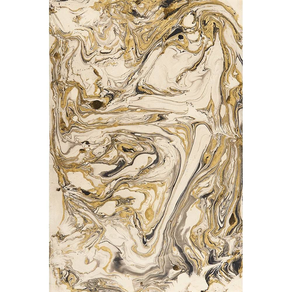 Gold, Black & Cream Marble Handmade Paper