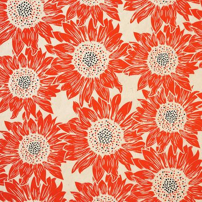 Orange Flowers on Cream Handmade Paper