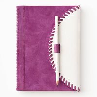 Violet Leather Flap Journal & Pencil