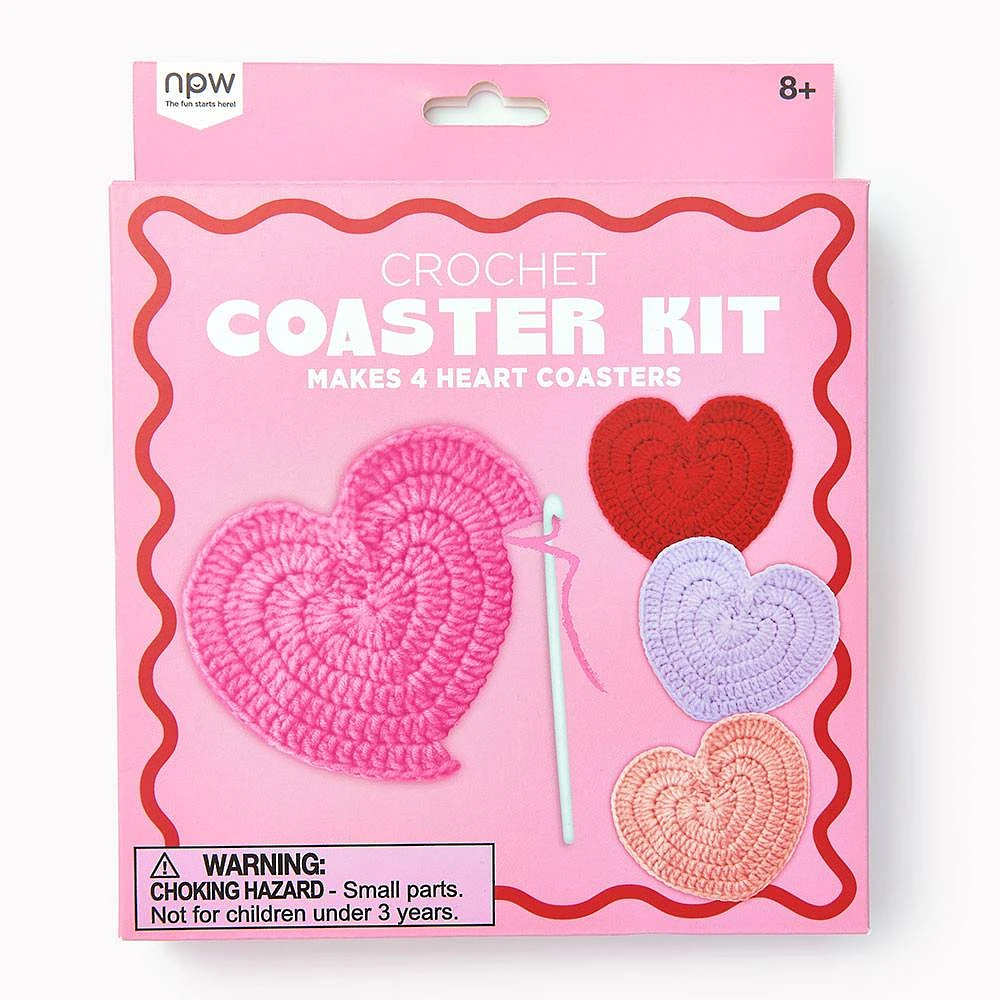 Crochet Heart Coasters Kit