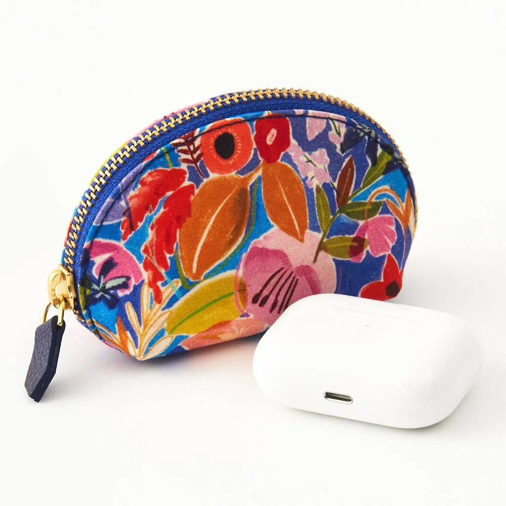 Mini Blue Floral Fabric Pouch