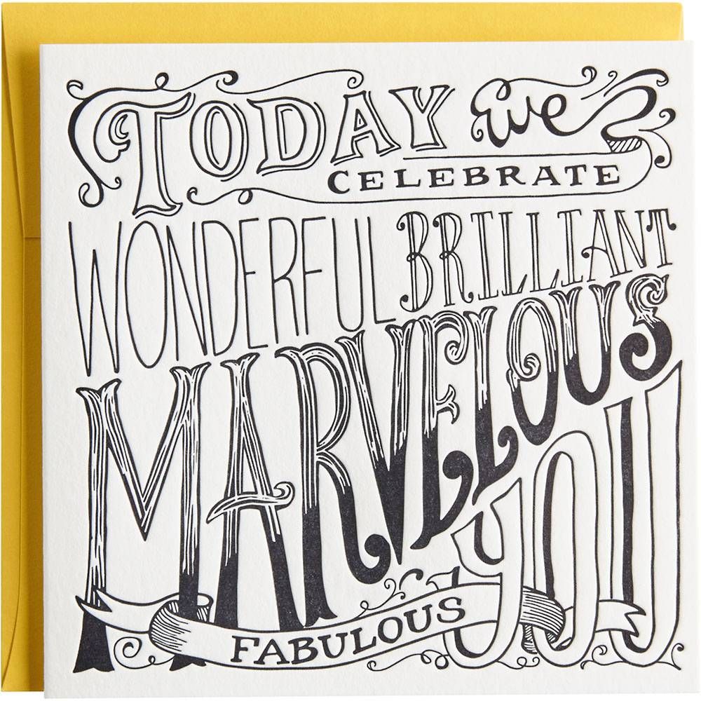 Letterpress Lettering Marvelous Birthday Card