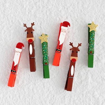 Santa  Reindeer and Tree Clothespins