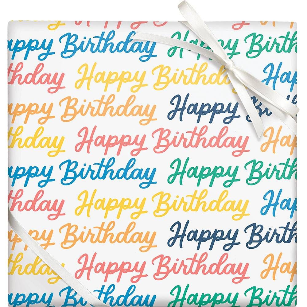 Colorful Happy Birthday Script Wrapping Paper