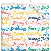 Colorful Happy Birthday Script Wrapping Paper