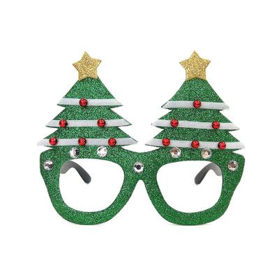 Green Glitter Christmas Tree Glasses