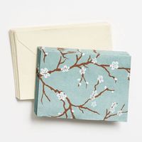 Cherry Blossoms on Sky Blue Stationery Set