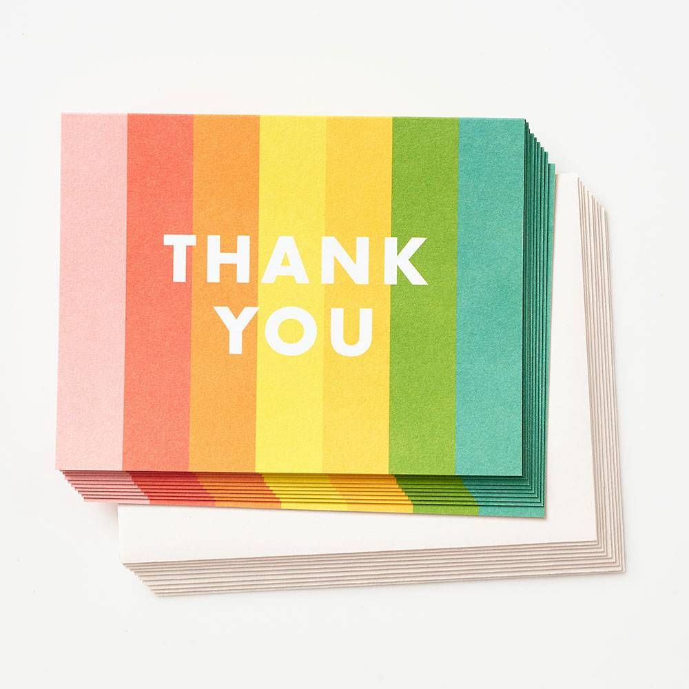 Rainbow Stripes Thank You Card Set