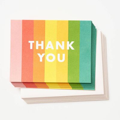 Rainbow Stripes Thank You Card Set